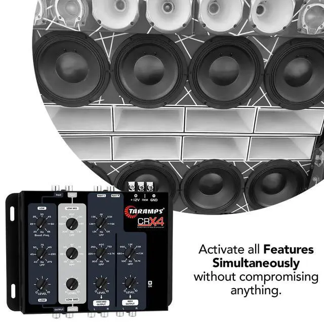 Alt view image 7 of 7 - Taramps Crx4 Electronic 4 Way Crossover Rca Channels 8 Volts Rms Car Audio Processor Stereo Equalizer Great for Low/High with Bass Boost, Compact Size