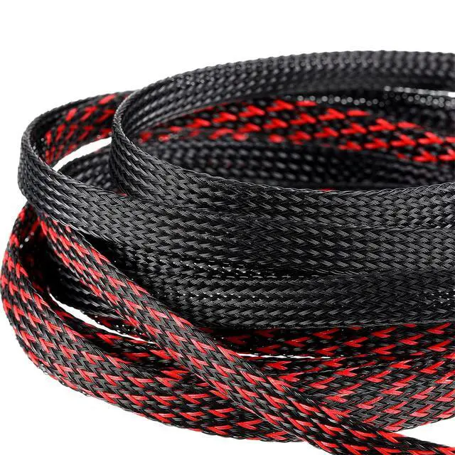 Alt view image 4 of 7 - 96ft Wire Loom Braided Cable Sleeve Covers Cord Management with 127 Pcs Tube Heat Shrinkable for Audio Video Cable Cord Protectors from Pets (1/2, 1/4, 3/8 Inch,Black and Red)