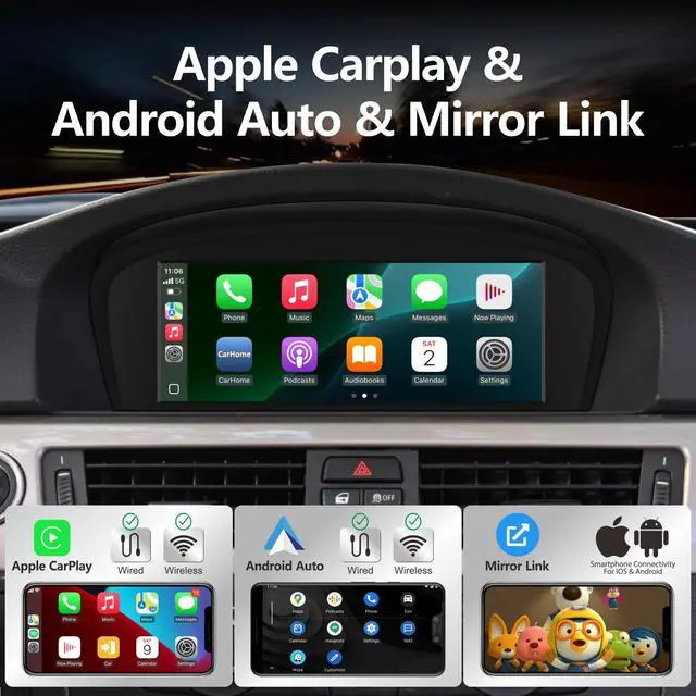 Alt view image 3 of 7 - Car Radio for BMW 3/5 Series E60 E61 E63 E64 E90 E91 E92 CCC (2004-2008) Stereo with Wireless CarPlay Android Auto iDrive System Upgrade Retrofit Multimedia Player Original Car Touchscreen