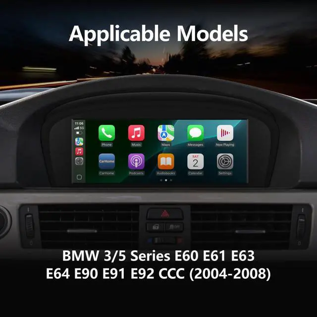 Alt view image 6 of 7 - Car Radio for BMW 3/5 Series E60 E61 E63 E64 E90 E91 E92 CCC (2004-2008) Stereo with Wireless CarPlay Android Auto iDrive System Upgrade Retrofit Multimedia Player Original Car Touchscreen