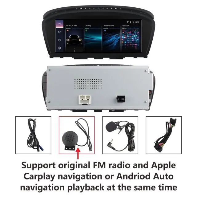 Alt view image 7 of 7 - Car Radio for BMW 3/5 Series E60 E61 E63 E64 E90 E91 E92 CCC (2004-2008) Stereo with Wireless CarPlay Android Auto iDrive System Upgrade Retrofit Multimedia Player Original Car Touchscreen