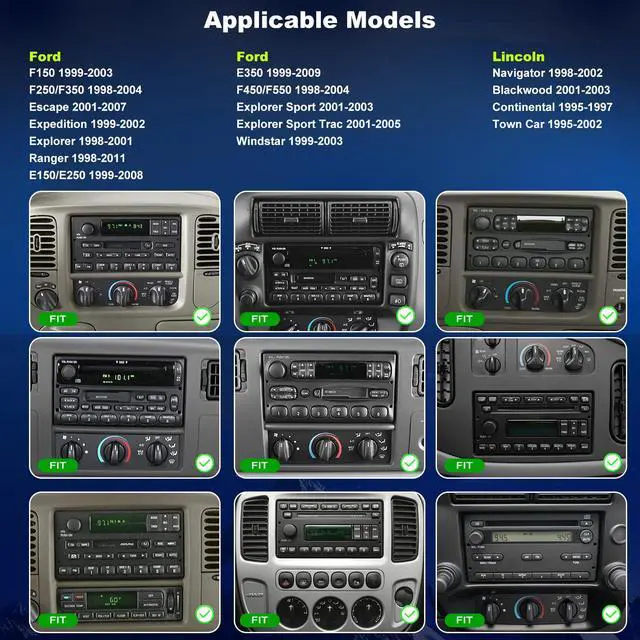 Alt view image 2 of 7 - 5Gwifi Upgrade Radio for Ford F150 1999-2003 F250/F350 1998-2004, Ranger 1998-2011, Expedition 1999-2002, E150/E250/E350 1999-2008, 6.8in Touchscreen Setero Apply Carplay Android Auto Bluetooth GPS FM