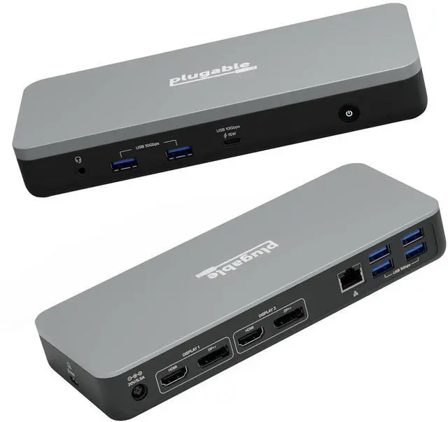 Main image of 12-in-1 Dual 4K USB-C Docking Station, Works with Chromebook Certified, 60W Charging for Classrooms & Business, ChromeOS/Windows, HDMI, DisplayPort, Ethernet, USB-C, 6X USB