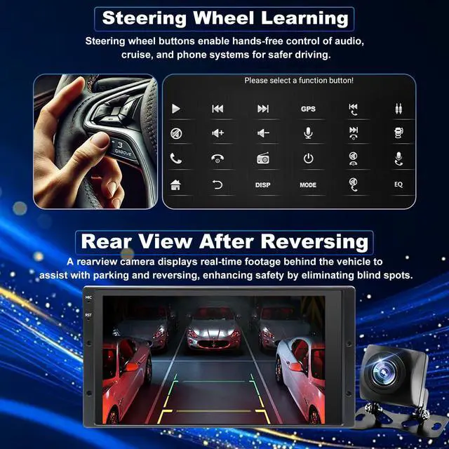 Alt view image 6 of 7 - 5Gwifi Upgrade Radio for Ford F150 1999-2003 F250/F350 1998-2004, Ranger 1998-2011, Expedition 1999-2002, E150/E250/E350 1999-2008, 6.8in Touchscreen Setero Apply Carplay Android Auto Bluetooth GPS FM