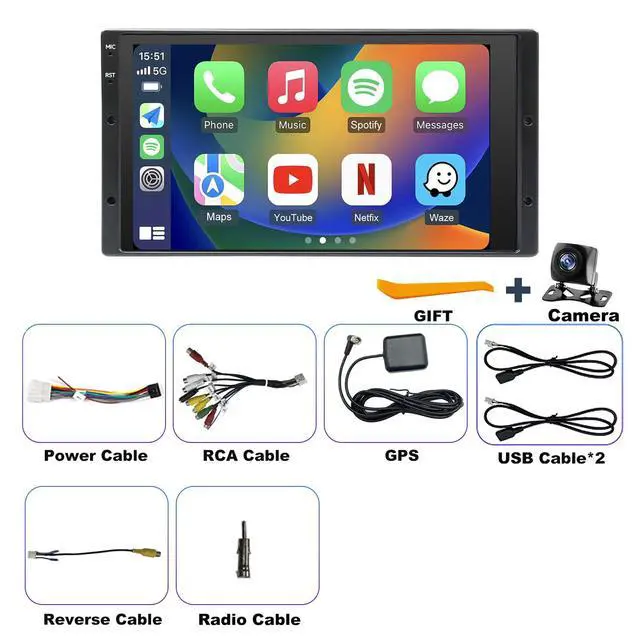 Alt view image 7 of 7 - 5Gwifi Upgrade Radio for Ford F150 1999-2003 F250/F350 1998-2004, Ranger 1998-2011, Expedition 1999-2002, E150/E250/E350 1999-2008, 6.8in Touchscreen Setero Apply Carplay Android Auto Bluetooth GPS FM