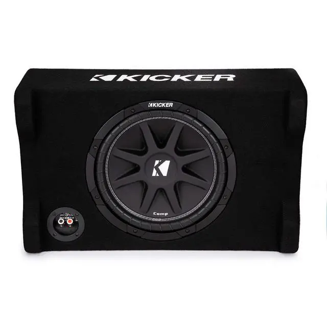 Alt view image 6 of 7 - 48CDF124 Comp 12" Subwoofer in Down Firing Enclosure, 4-Ohm | Loaded ported box design, space-saving behind-seat truck fit, protected downward woofer, deep bass output, easy install