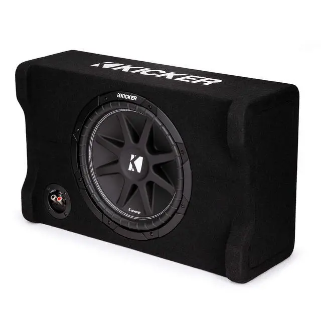 Alt view image 7 of 7 - 48CDF124 Comp 12" Subwoofer in Down Firing Enclosure, 4-Ohm | Loaded ported box design, space-saving behind-seat truck fit, protected downward woofer, deep bass output, easy install