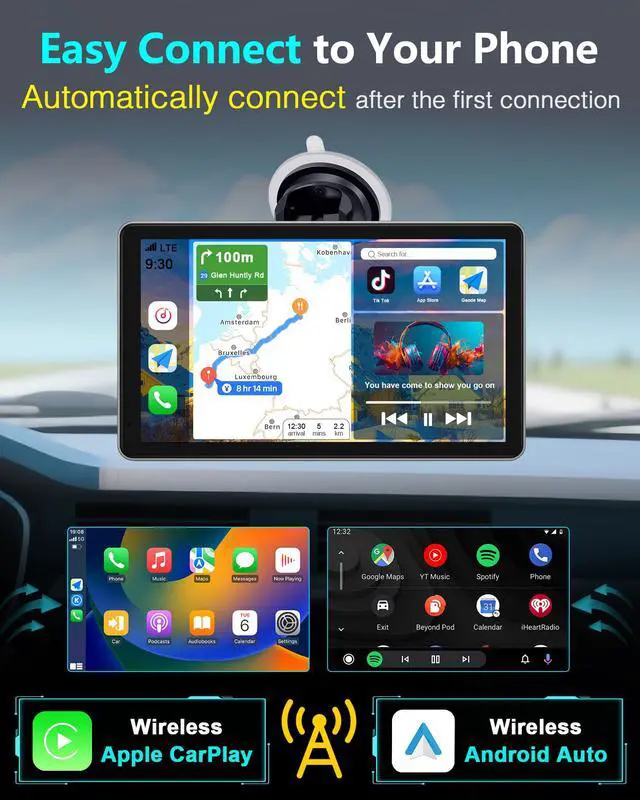 Alt view image 2 of 7 - Wireless Carplay Screen with 1080P Backup Camera: Auto Reconnect in Seconds | 7" Portable Touchscreen with Wired Rear Camera, Maps Music & Calls Ready for Daily Commutes, Modern Upgrade for Older Cars