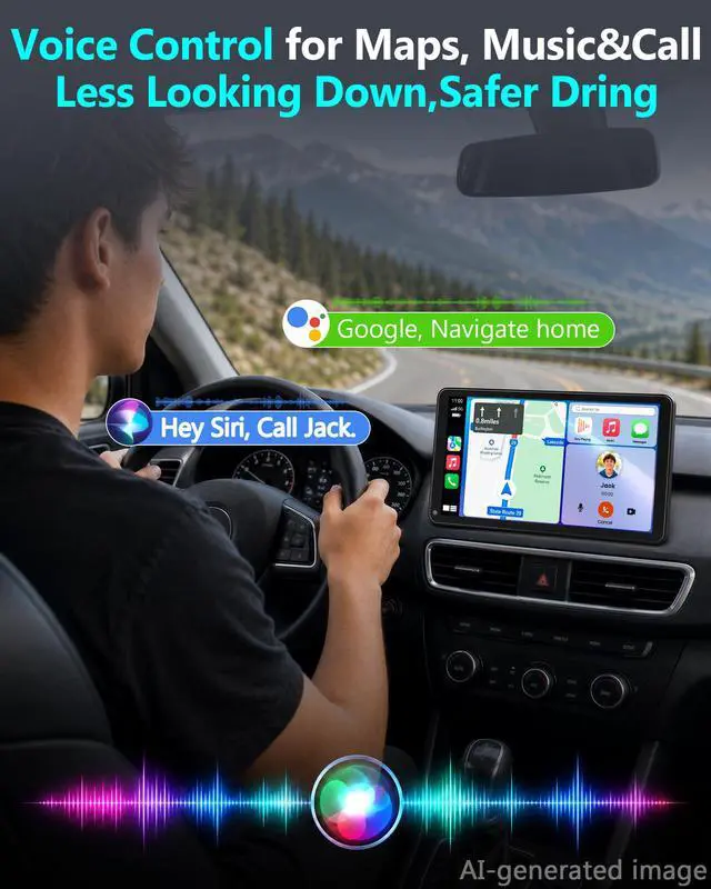 Alt view image 6 of 7 - Wireless Carplay Screen with 1080P Backup Camera: Auto Reconnect in Seconds | 7" Portable Touchscreen with Wired Rear Camera, Maps Music & Calls Ready for Daily Commutes, Modern Upgrade for Older Cars
