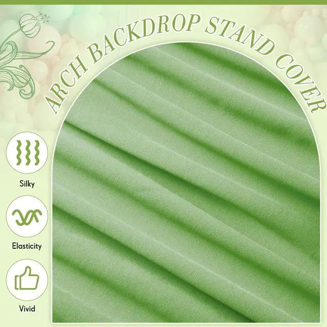 Alt view image 5 of 7 - Set of 3 Wedding Arch Cover 4ft, 5ft, 6ft Fabric Arch Backdrop Cover Double Sided Fitted Spandex for Baby Shower Birthday Party Decoration, Frame Not Included(Green Series)