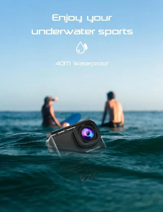Alt view image 4 of 7 - M80 AIR 4K 60FPS 64MP EIS WiFi Action Camera Waterproof Underwater Camera 40M Sport Camera 2.0'LCD 2.4G Remote Control 2X1350mAh Batteries and Multiple accessorie
