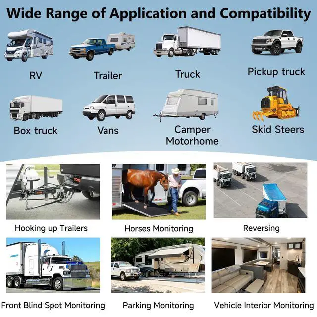 Alt view image 6 of 7 - 4-Wired Backup Camera System, 10.1" HD Touch Monitor for Truck/RV | 1080P Side Rear View Cameras with Quad Split Monitor, DVR Recording Waterproof IR Night Vision for Trailer/Tractor/Semi-Truck