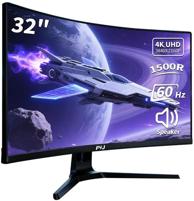 Main image of 32 Inch Curved 4K Monitor 60Hz, UHD PC Screen Built-in Speakers | 3840X2560, 1500R, VA, FreeSync, 120% sRGB, HDMI 2.0 & DP 1.4, RGB Backlight, Wall Mounting, for Home Office, Gaming, Movies