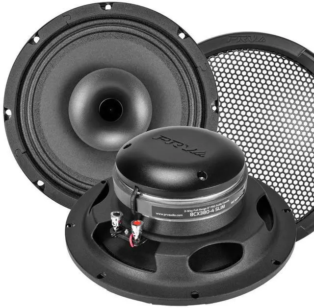 Main image of 8" Shallow Coaxial Car Audio Speaker 2X 8CX380-4 Slim Loudspeaker with Built-in Tweeter Driver and Grill Included 380 Watts 4 Ohm (2 Speakers) Bundle