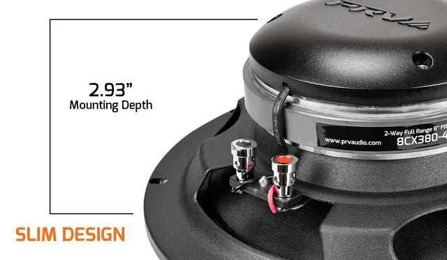 Alt view image 5 of 5 - 8" Shallow Coaxial Car Audio Speaker 2X 8CX380-4 Slim Loudspeaker with Built-in Tweeter Driver and Grill Included 380 Watts 4 Ohm (2 Speakers) Bundle