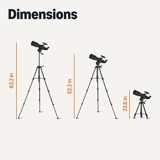Alt view image 6 of 6 - 70mm Aperture 400mm Astronomical Refracting Telescope with Smartphone Adapter, Wireless Remote, 18X-120X Magnification, Lightweight Tripod, Carry Bag, Black