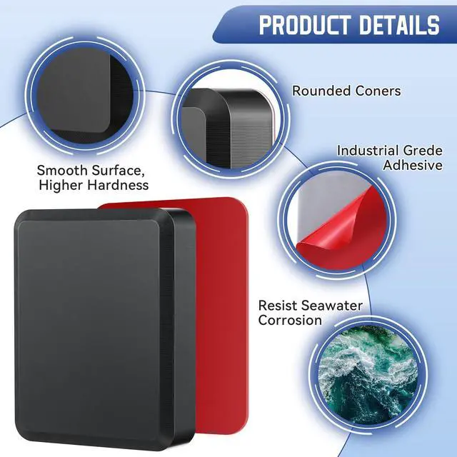 Alt view image 4 of 7 - Transducer Mounting Plate Kit Transducer Pad,Black,4.3 x 3.5 Inch | Adhesive mount plate, 25mm pad, Cleaning wipes & clips, No-drill transducer installation