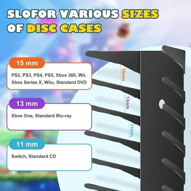 Alt view image 3 of 7 - 4 Pack Wall Mount DVD Storage Shelf for CD & Video Game Case, Holds 72 Disc | Heavy-Duty Metal CD Rack for PS5 PS4 Xbox Switch - Floating DVD Media Storage Holder & Game Organizer for Gaming Room
