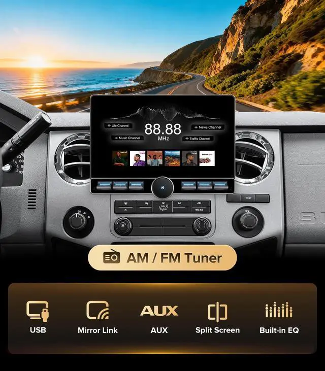 Alt view image 6 of 7 - Car Stereo Radio Upgrade for Ford F150 2004-08 F250/F350 2008-16 | 4G RAM+64G ROM, Wireless CarPlay & Android Auto, Android 13, BT 5.3, QLED Touch Screen, Physical Volume Knob & Key Buttons