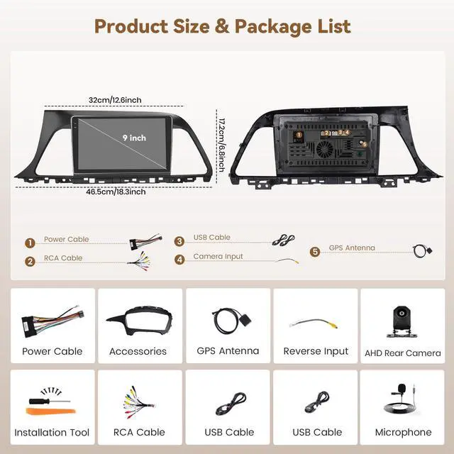 Alt view image 7 of 7 - 4+128G 9'' Android 15 Car Stereo for Hyundai Sonata 2015-2017 | In-Cell Touchscreen Wireless Carplay Android Auto, 5G WiFi Bluetooth 5.0, Mirror Link GPS SWC FM/RDS/EQ, Backup Cam+Mic