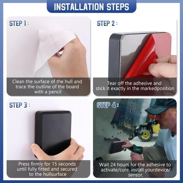 Alt view image 7 of 7 - Transducer Mounting Plate Kit Transducer Pad,Black,4.3 x 3.5 Inch | Adhesive mount plate, 25mm pad, Cleaning wipes & clips, No-drill transducer installation
