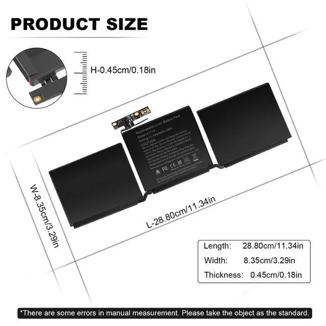 Alt view image 3 of 7 - A1713 A1708 Battery for MacBook Pro 13 inch A1708Late 2016Mid 2017MacBook Pro 13 1 MacBook Pro 14 1 EMC 2978 3164 MPXQ2LL MLL42LL MLUQ2LL MPXR2LL