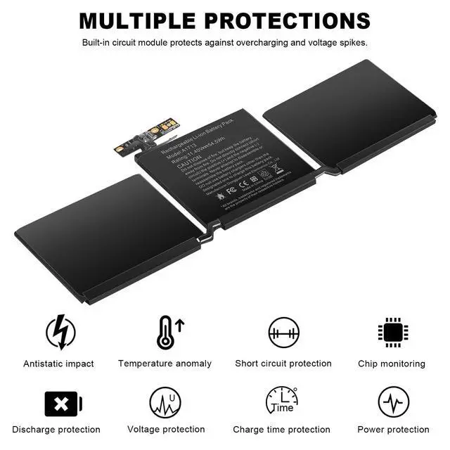 Alt view image 4 of 7 - A1713 A1708 Battery for MacBook Pro 13 inch A1708Late 2016Mid 2017MacBook Pro 13 1 MacBook Pro 14 1 EMC 2978 3164 MPXQ2LL MLL42LL MLUQ2LL MPXR2LL