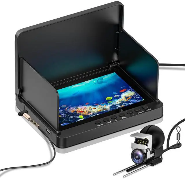 Main image of Underwater Fishing Camera, 5 Inch IPS LCD Screen Fishing Camera w/Infrared Night Vision, 6000mAh Ice Fishing Camera, Portable Fish Finder w/100ft Cable for Ice Lake Boat Kayak Fishing
