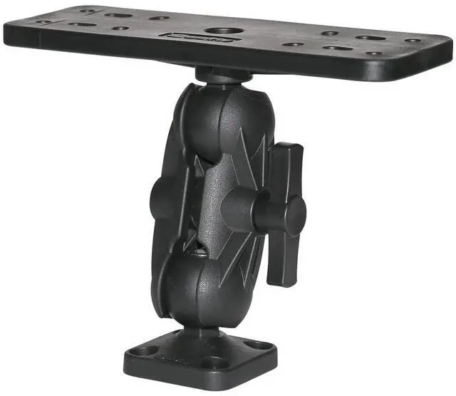 Main image of 0163 Ball-Mount Fish Finder and Universal Mounting Plate, Black, Large | 1.5 in ball for greater clamping force, top plate accepts 7-9 in fish finders, stands 6.5 in tall, black