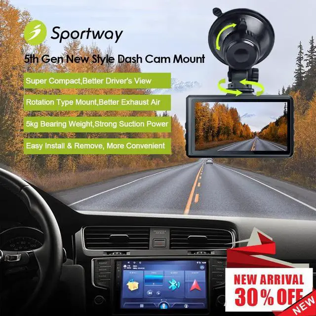 Alt view image 2 of 6 - S504 Suction Cup Dash Cam Mount Holder (5th Gen) with 4pcs 360 Rotating Joints for Apeman Ssontong Biuone iZEEKER HaHoco and Most Other Car Dash Cameras