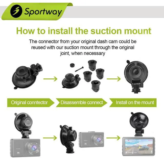 Alt view image 4 of 6 - S504 Suction Cup Dash Cam Mount Holder (5th Gen) with 4pcs 360 Rotating Joints for Apeman Ssontong Biuone iZEEKER HaHoco and Most Other Car Dash Cameras