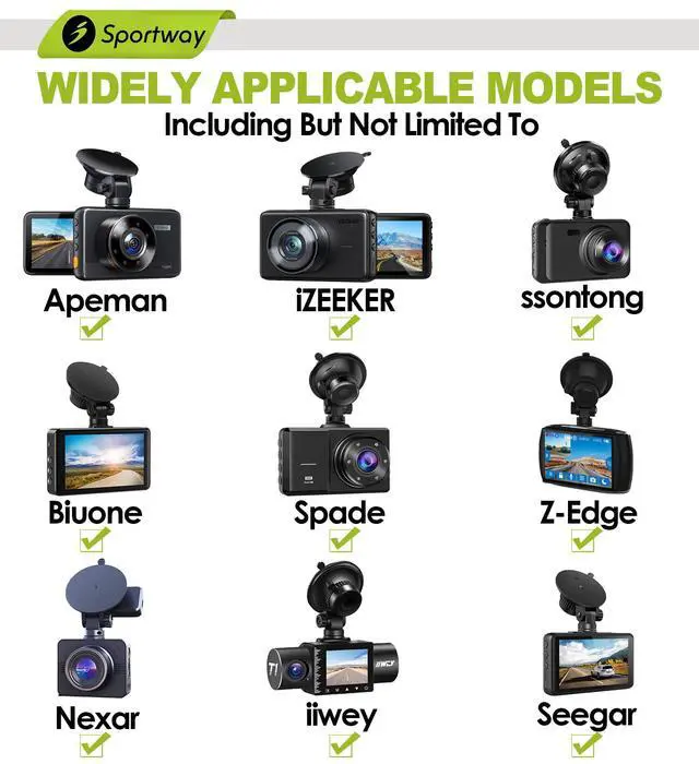 Alt view image 5 of 6 - S504 Suction Cup Dash Cam Mount Holder (5th Gen) with 4pcs 360 Rotating Joints for Apeman Ssontong Biuone iZEEKER HaHoco and Most Other Car Dash Cameras