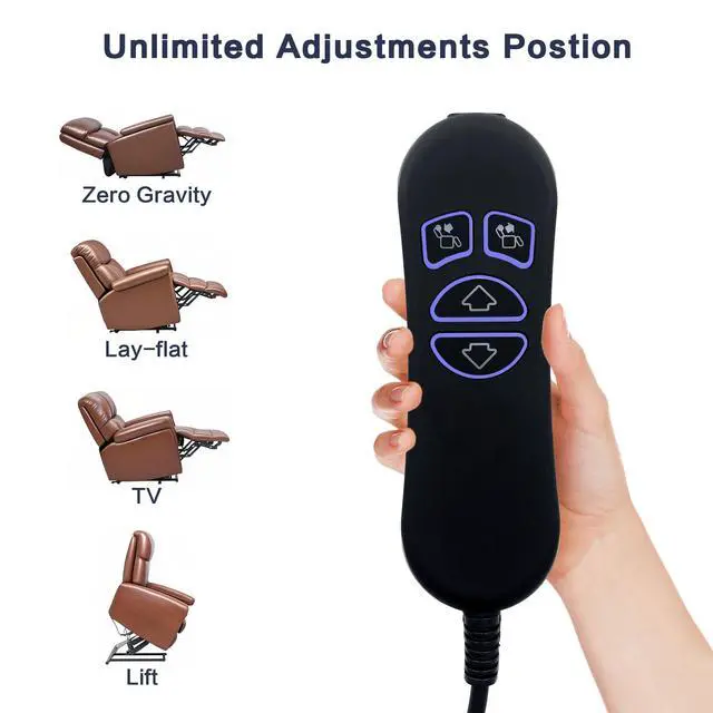 Alt view image 5 of 7 - 4 Button 5 Pin Prong Hand Control Handset Remote with USB and Backlight for Lift Chairs Electric Sofa Power Recliners