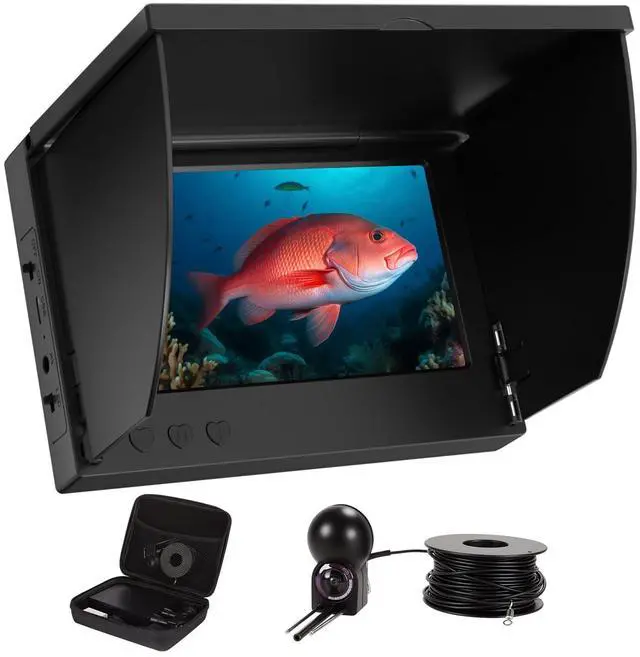 Main image of Underwater Fishing Camera 5 Inch, 1000TVL IPS Monitor Fish Finder, Wide Angle IP68 Waterproof, Infrared Night Vision with 65ft Cable for Ice, River and Boat-S26