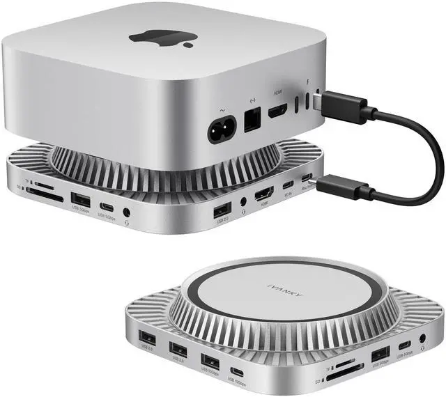 Main image of 13-in-1 Mac mini M4 &M4 Pro (2024) Dock, 4K@144Hz HDMI,10Gbps USB | Dual Extended Displays Docking Station Stand for M5, with M.2 NVMe SSD Enclosure Hub, SD/TF, Audio Ports*2, 20W PD Adapter*1