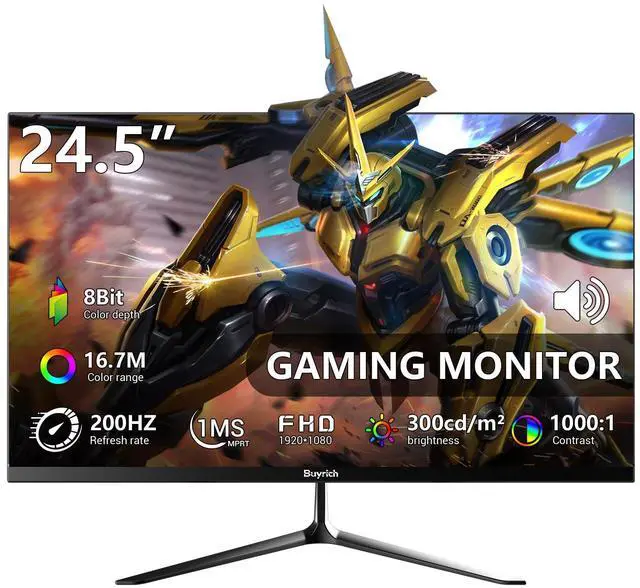 Main image of 24.5 Inch Gaming Monitor, 200Hz Refresh Rate, FHD 1920x1080, Fast Response Time, Built-in Speakers, Metal Stand, VESA Compatible, for PC Gamers and Home Setup