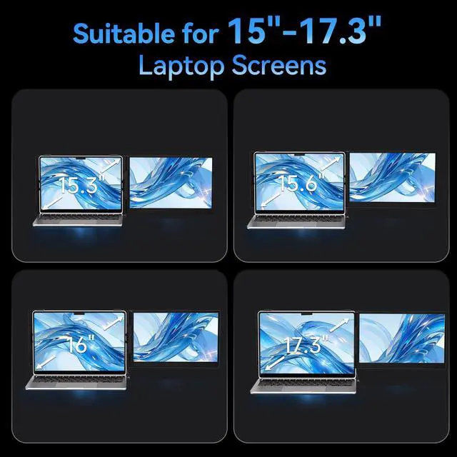 Alt view image 4 of 7 - Laptop Screen Extender, 15.3" 16:10 IPS 100% sRGB Portable Travel Monitor for Laptop, FHD 1200P External Display Screen, Dual Screen Attachment Plug & Play for Mac Windows