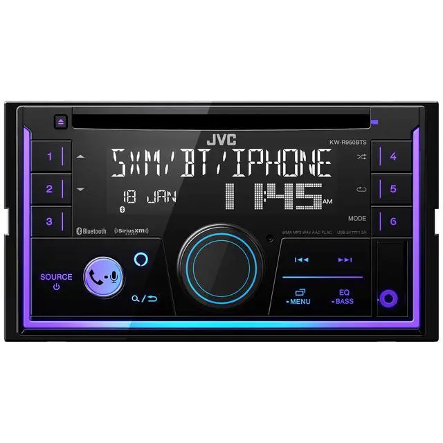 Alt view image 2 of 7 - KW-R950BTS Bluetooth Car Stereo Receiver with USB Port LCD Display - AM/FM Radio - MP3 Player - Double DIN 13-Band EQ (Black)