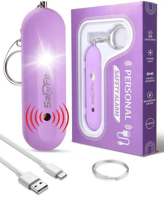 Main image of Personal Safety Alarm for Women - Waterproof Rechargeable Security Alarm - 140dB Extra Loud Siren with SOS Strobe Light - Self Defense Keychain for Women Girls Teens Seniors