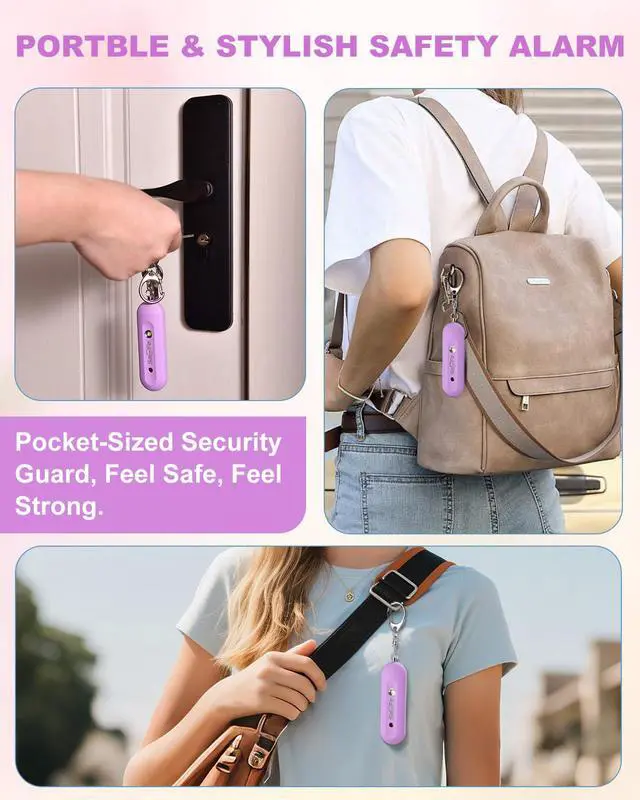 Alt view image 6 of 7 - Personal Safety Alarm for Women - Waterproof Rechargeable Security Alarm - 140dB Extra Loud Siren with SOS Strobe Light - Self Defense Keychain for Women Girls Teens Seniors