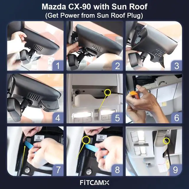 Alt view image 5 of 6 - 4K Dash Cam Suitable for Mazda CX-90 2023-2026 (HD2-6607, Packed with 2 Cables), Integrated OEM Look, 2160P UHD Video, WiFi & APP, Loop Recording, Easy to Use, Parking Sensor, 64GB Card
