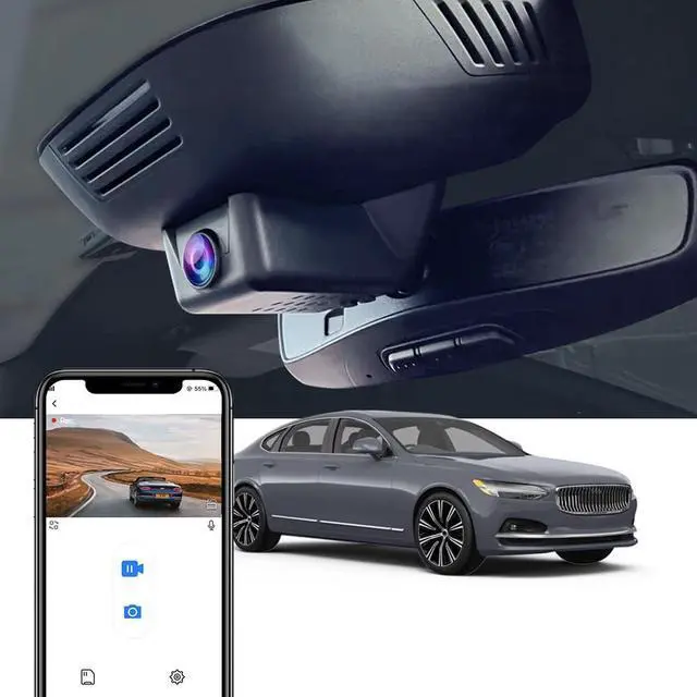 Main image of 4K Dash Cam Suitable for Volvo V90 XC60 S90 2022-2026 B5 B6 T8 (Model B), OEM Factory Look, 2160P UHD Video, Built-in WiFi & APP, Loop Recording, G-Sensor, Easy to Install, 64GB Card