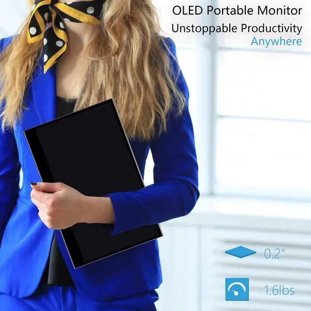 Alt view image 7 of 7 - 15.6" OLED Portable Monitor Full HD 1080P 100% DCI-P3 1MS 100000:1 USB Computer Mini HDMI Travel Monitor Photo Video Editing Second Ultra Slim for Laptop, Gaming Console