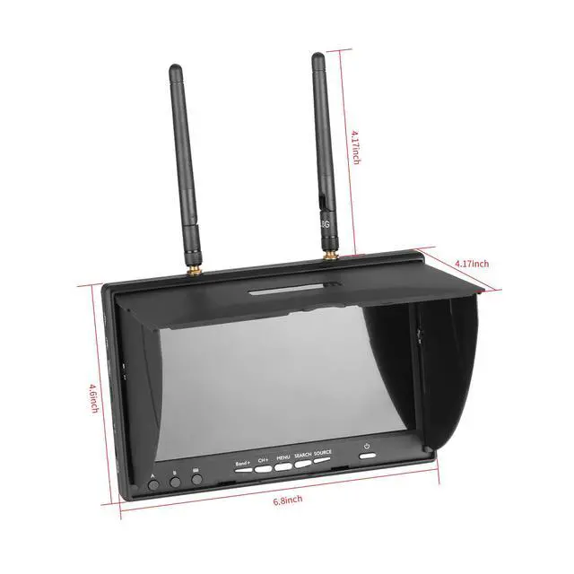 Alt view image 2 of 7 - 7Inch Portable FPV Monitor: 5.8Ghz 7" Screen with DVR 40CH Receiver 800 x 480 LCD Display Built-in Battery for FPV