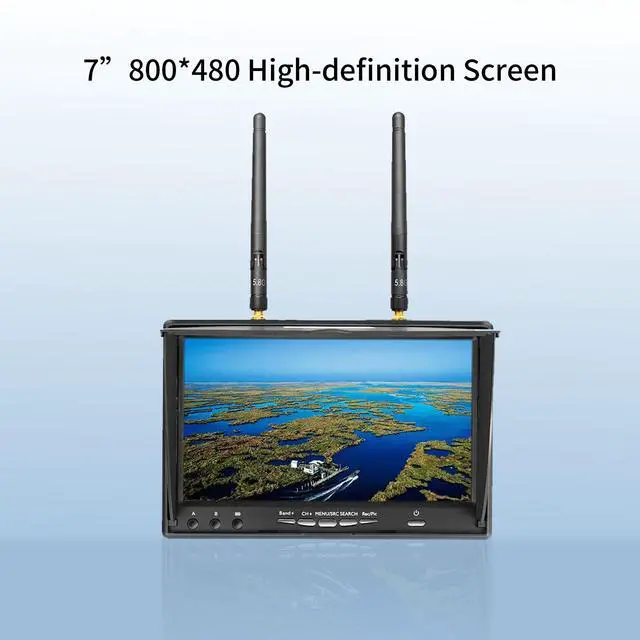 Alt view image 5 of 7 - 7Inch Portable FPV Monitor: 5.8Ghz 7" Screen with DVR 40CH Receiver 800 x 480 LCD Display Built-in Battery for FPV