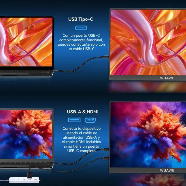 Alt view image 4 of 7 - 16" 1200P 120Hz Portable Monitor, 100% sRGB Portable Gaming Monitor with Built-in Stand,HDR and Freensync, External USB C Monitor for Laptop, PC, Phone, Switch and PS5 (Black)