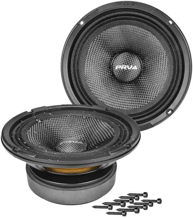 Main image of Carbon Fiber 6.5" Midrange Speaker 400 Watts 4 Ohm Pair 6MR400CF-4 Water Resistant Car Audio Loudspeaker for Boat UTV 4-Wheeler Motorcycle and Door Panels (2 Speakers)