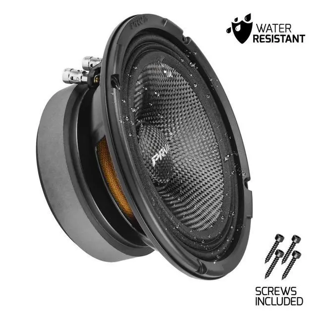 Alt view image 4 of 7 - Carbon Fiber 6.5" Midrange Speaker 400 Watts 4 Ohm Pair 6MR400CF-4 Water Resistant Car Audio Loudspeaker for Boat UTV 4-Wheeler Motorcycle and Door Panels (2 Speakers)
