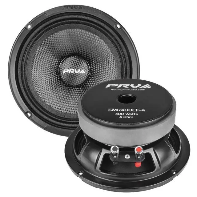Alt view image 5 of 7 - Carbon Fiber 6.5" Midrange Speaker 400 Watts 4 Ohm Pair 6MR400CF-4 Water Resistant Car Audio Loudspeaker for Boat UTV 4-Wheeler Motorcycle and Door Panels (2 Speakers)