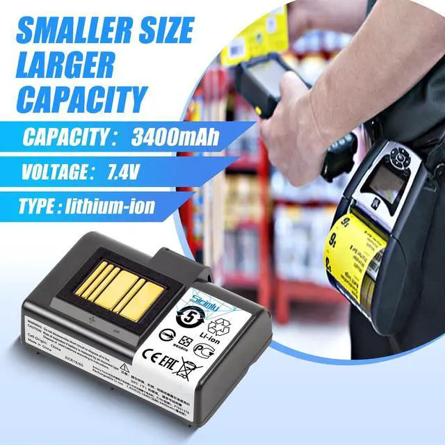 Alt view image 2 of 7 - 3400mAh for Zebra ZQ520 ZQ620 Printer Battery Replacement 25.16Wh | fits Zebra Mobile ZQ610 QLN320 QLN220 ZQ521 ZQ500 ZQ510 ZQ520 ZQ521 ZR628 ZR638 ZR658 ZR668 ZQ620 Lithium Battery